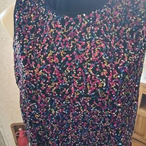 Sequin Embellished Sleeveless Blouse - Multicolor